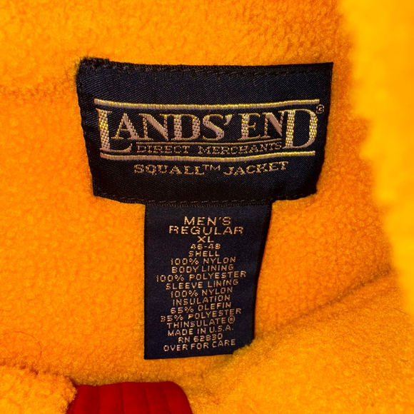 Men's Lands' End Squall Jacket Fleece XL 46-48 Red Blue Nylon USA Vintage - Picture 5 of 9